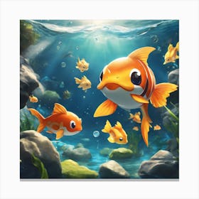 Goldfish In Water Canvas Print