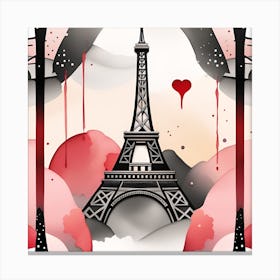 Paris Eiffel Tower textured Monochromatic 1 Canvas Print