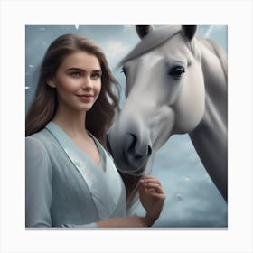 Girl With A Horse 12 Canvas Print