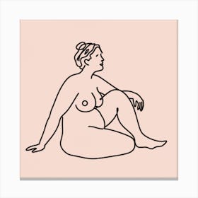 Nudists Pink Line Art Print Painting(1) Canvas Print