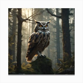 Owl In The Forest 91 Canvas Print