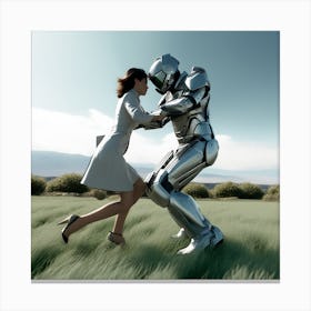 Woman And A Robot 2 Canvas Print