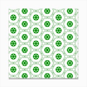 White Background Green Shapes 1 Canvas Print