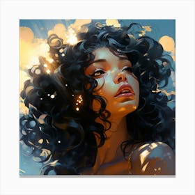 Woman With Curly Hair Canvas Print