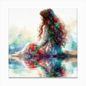 Watercolor Of A Girl Canvas Print