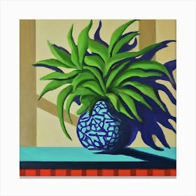 Plant In A Blue Vase Canvas Print