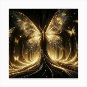 Golden Butterfly In The Forest Canvas Print