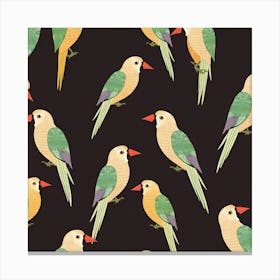 Birds On A Black Background Canvas Print