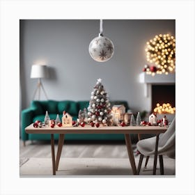 Christmas Table In Living Room 2 Canvas Print