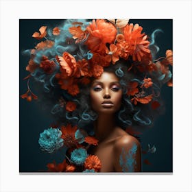 Beautiful African Woman With Flowers Canvas Print