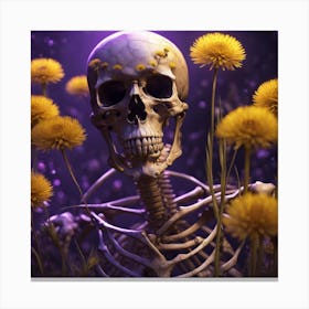 Skeleton With Dandelions Canvas Print