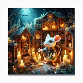 Mouse In A Library 1 Canvas Print