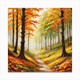 Forest In Autumn In Minimalist Style Square Composition 69 Canvas Print