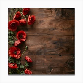 Anzac Day Wooden Table From Above Banner Texture 1718 Canvas Print