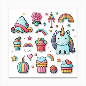 Unicorns And Cupcakes 2 Canvas Print