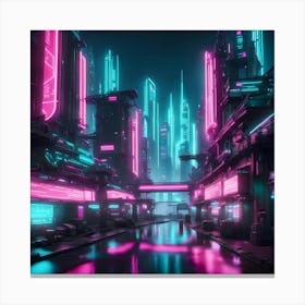 Urban Neon Metropolis Canvas Print