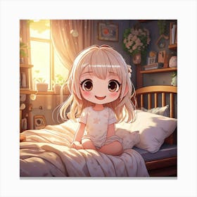 Firefly Chibi Girl Smiling In A Cozy Bedroom 36801 (3) Canvas Print