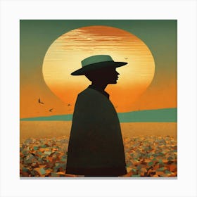 Old Man And The Sunset Canvas Print