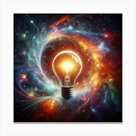 Light Bulb In Space Canvas Print