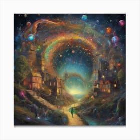 Rainbow Over A City Canvas Print