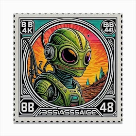 Sci Fi Alien Fantasy Stamp Art Canvas Print