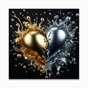 Water Splash Heart Canvas Print
