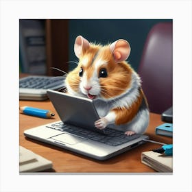 Hamster On Laptop 4 Canvas Print