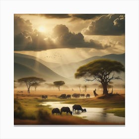 Sunrise Over The Savannah Canvas Print