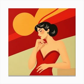 Woman In Red Dress Canvas Print