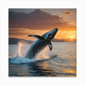 Humpback Whale Leaping Out Of The Water 10 Canvas Print