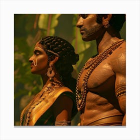 Rama and Sita - Two Indians Standing Next To Each Other Canvas Print