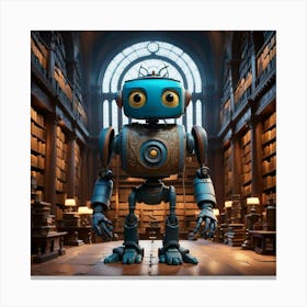 Robot In Library Canvas Print