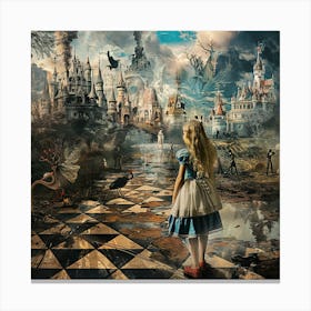 Reflections of Fantasy: A Dreamer's Vision in the Wonderland Chronicles Canvas Print