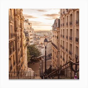Montmartre Sunrise Paris Square Canvas Print