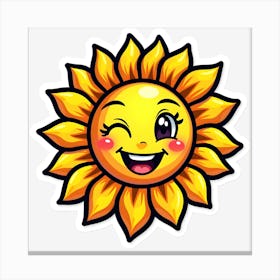 Happy Sun Sticker Canvas Print