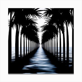 Black Palm Trees Create The Illusion Of A Tunnel Canvas Print