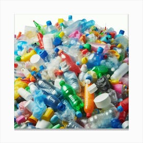 Plastic Bottles In A Pile Canvas Print