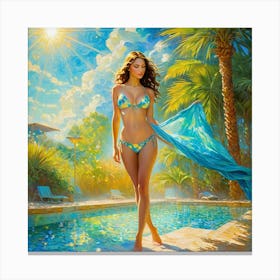 Girl By The Pool fg Canvas Print