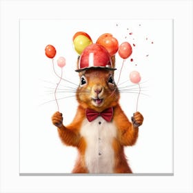 Squirrel With Balloons Canvas Print