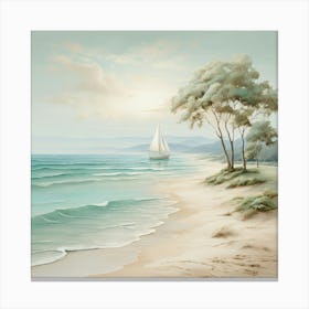 Sailboat On The Beach Canvas Print