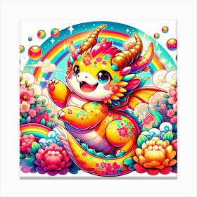 Dragon In The Rainbow Canvas Print
