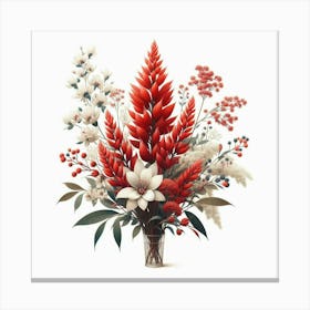 Red Flowers In A Vase Canvas Print