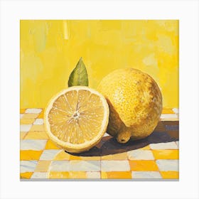 Lemon Yellow Checkerboard 3 Canvas Print