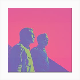 Two Men In Front Of A Mountain Canvas Print