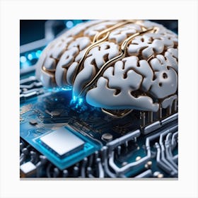 Brain On The Circuit Board Canvas Print