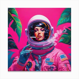 Astronaut lady smoking Canvas Print