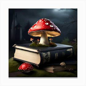 Mushroom On A Book Canvas Print