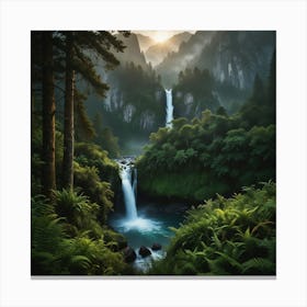 Waterfall In The Forest 6 Canvas Print