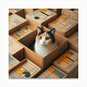 Cat In A Box 2 Canvas Print