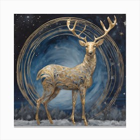 Deer In The Night Canvas Print